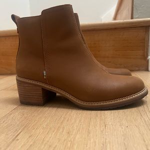 Toms Marina Tan Leather Heeled Ankle Boots